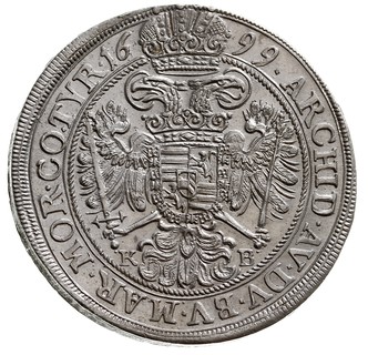 1/2 talara 1699, Krzemnica, srebro 14.44 g, Her. 849, Huszar 1402, piękny egzemplarz