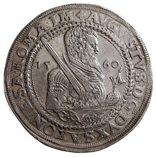 August 1553-1586, talar 1560 HB, Drezno, srebro 28.83 g, Dav. 9795, Schnee 713, Kahnt 56, Merseb. -, bardzo ładny