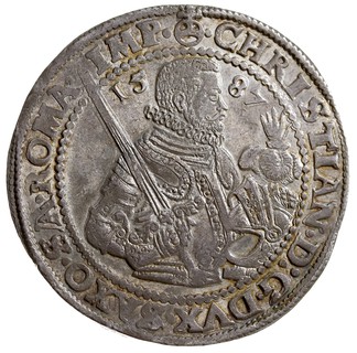 Krystian 1586-1591, talar 1587 HB, Drezno, srebro 29.03 g, Dav. 9806, Schnee 731, Kahnt 142
