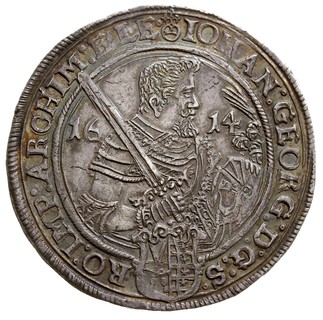Jan Jerzy I i August 1611-1615, talar 1614, Drezno, srebro 28.92 g, Dav. 7573, Schnee 786, Merseb. 837, Kahnt 13, patyna