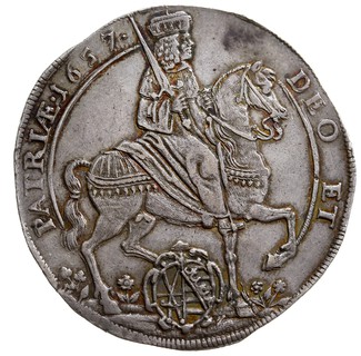 Jan Jerzy II 1656-1680, talar wikariacki 1657, Drezno, srebro 29.17 g, Dav. 7630, Merseb. 1154, Schnee 901, Kahnt 492, patyna