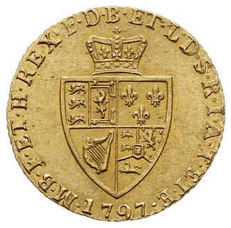 Jerzy III 1760-1820, 1/2 gwinei 1797, Londyn, złoto 4.20 g, Spink 3735, Fr. 362, wyśmienity stan zachowania, patyna