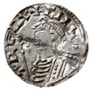 Knut 1016-1035, denar, mennica Londyn, mincerz Leofstan, Aw: Popiersie w lewo, Rw: Krótki krzyż w ..