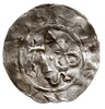 Deventer, Henryk II król (1002-14), denar, Aw: Monogramy Alfa i Omega, wokoło napis, Rw: Krzyż kaw..