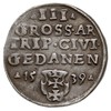 trojak 1539, Gdańsk, na awersie odmiana napisu PRVS i korona z krzyżykiem, Iger G.39.1.e (R1) -dro..