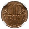 1 grosz 1925, Warszawa, Parchimowicz 101.b, bardzo ładnie zachowana moneta w pudełku NGC z certyfi..