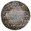 trojak 1544, Królewiec, odmiana napisu PRVSS i popiersie z wysokim kołnierzem, Iger Pr.44.2.b (R1)..