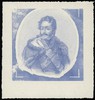 odbitka w kolorze niebieskim matrycy rysunku popiersia księcia Józefa Poniatowskiego, wykorzystane..