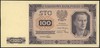 próbny druk w kolorze fioletowo-różowym banknotu 100 złotych 1.07.1948, bez oznaczenia serii i num..