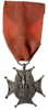 Krzyż Armii Ochotniczej -piechota 1920 r,. mosiądz srebrzony 37 x 37 mm, oryginalna wstążka z zapi..