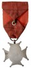Krzyż Armii Ochotniczej -piechota 1920 r,. mosiądz srebrzony 37 x 37 mm, oryginalna wstążka z zapi..
