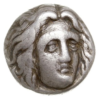 didrachma 305-275 pne, Aw: Głowa Heliosa trzy-cz