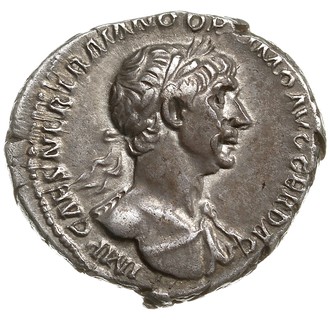 denar 114-116, Rzym, Aw: Popiersie cesarza w prawo, Rw: Felicitas stojąca w lewo, trzymająca w dłoniach kaduceusz i róg obfitości, srebro 3.07 g, RIC 343, RSC 278, BMC 541, ładnie zachowany, patyna