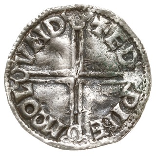 Aethelred II 978-1016, denar typu long cross, Londyn, mincerz Eadwine?, Aw: Głowa w lewo, AEDELRED REX ANGLO, Rw: Krzyż, ED-PINE-MΩOL-VND, srebro 1.70 g, Spink 1151, BMC IVa, North 774