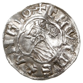Knut 1016-1035, denar typu quatrefoil, Aw: Popiersie w lewo, CNVT REX ANGLO, Rw: Rozeta, PE-LST-MIO-BEO, srebro 0.99 g, Spink 1157, BMC VIII, North 781