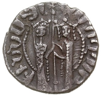 Hetoum I 1226-1270, tram, Aw: Stojący król Hetoum i królowa Zabel, Rw: Lew z krzyżem w prawo, srebro niskiej próby 2.82 g, Nercessian 334