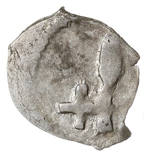 Witold 1392-1430, pieniądz litewski 1413-1430, Aw: Kolumny Gedymina, Rw: Grot włóczni z krzyżykiem z lewej strony, srebro 0.25 g, Ivanauskas 11V6-4