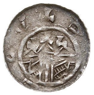 Denar, Aw: Głowa w lewo, Rw: Budowla z trzema wieżami, srebro 0.62 g, Str. 35, Such. XI/1