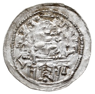Denar 1146-1157, Aw: Książę z mieczem na tronie, BOLEZLAVS, Rw: Głowa w prostokątnej ramce, S ADALBERTVS, srebro 0.47 g, Str. 51, Such. XIX/1