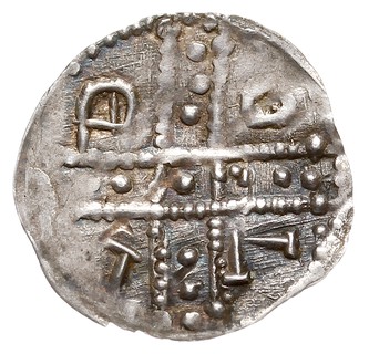 Denar jednostronny ok. 1185/90-1201, Wrocław, Napis w czterech polach dwunitkowego krzyża B-O-L-I, srebro 0.16 g, Str. 174c