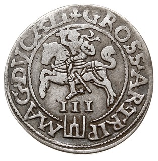 trojak 1562, Wilno, na awersie odmiana napisu ...MAG DVX L. Iger V.62.2.p (R), Ivanauskas 9SA9-3, średnica 23 mm, patyna