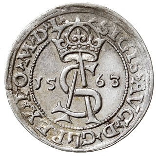 trojak 1563, Wilno, na awersie odmiana napisu SIGIS AVG D G herb Topór D G REX PO..., Iger V.63.1.l (R), Ivanauskas 9SA36-7, średnica 21.6 mm