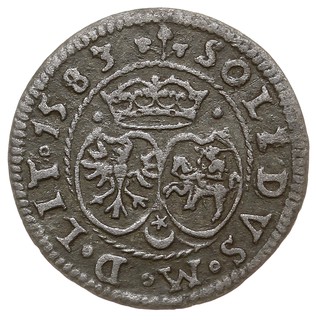 szeląg 1583, Wilno, Ivanauskas 2SB24-5, moneta bita na walcach, ładnie zachowana, patyna