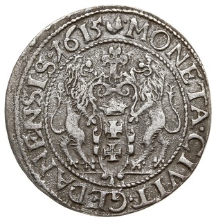 ort 1615, Gdańsk, moneta wybita na źle wywalcowanej blasze