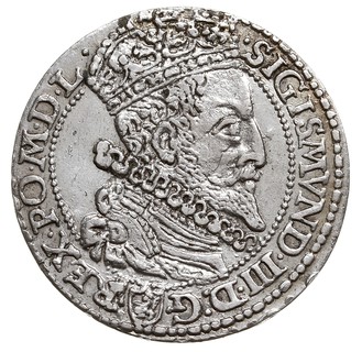 szóstak 1599, Malbork, odmiana z dużą głową króla, końcówka napisu dotyka korony, rzadki i ładny