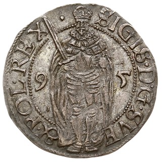 1 öre 1595, Sztokholm, AAH 15, rzadka moneta w wyśmienitym stanie zachowania, patyna