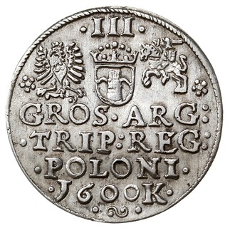 trojak 1600, Kraków, odmiana z popiersiem króla w lewo, Iger K.00.1.a (R1), delikatna patyna