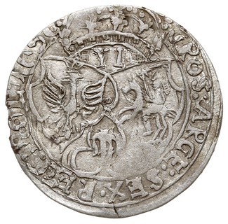 szóstak 1656, Lwów, H-Cz. 2087 (R5), T. 40, moneta wybita z charakterystycznymi wadami menniczymi, bardzo rzadka, delikatna patyna