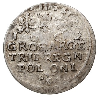 trojak 1662, Kraków, Iger K.62.1.d (R2), charakterystyczne dla tych monet wady blachy, rzadki