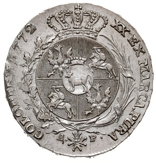półtalar 1772, Warszawa, wstążka we włosach król