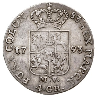 złotówka 1793, Warszawa, Plage 301, niewielkie justowanie, patyna