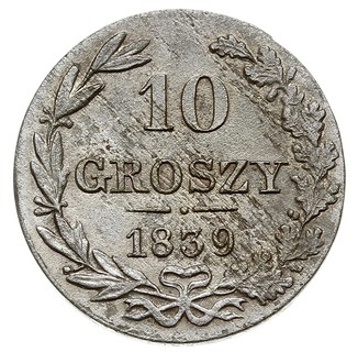 10 groszy 1839, Warszawa, Plage 103, Bitkin 1181 (R), mennicza wada blachy, ale ładnie zachowane