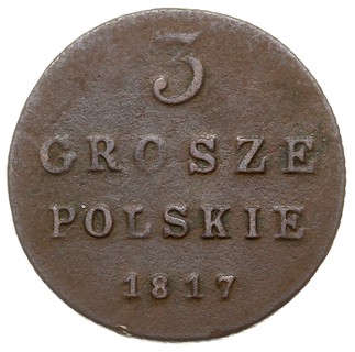 3 grosze 1817, Warszawa, Iger KK.17.1.a (R), Plage 150, Bitkin 868, ciemna patyna