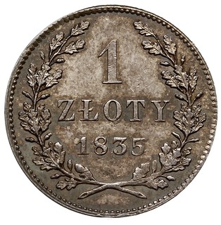 1 złoty 1835, Wiedeń, Plage 294, wyśmienicie zachowane, patyna