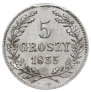 5 groszy 1835, Wiedeń, Plage 296, moneta w pudełku PCGS z certyfikatem MS65, wyśmienity stan zachowania