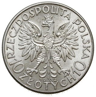 10 złotych 1932, Anglia, Głowa kobiety, Parchimowicz 120b, piękne z dużym połyskiem menniczym