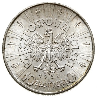 10 złotych 1939, Warszawa, Józef Piłsudski, Parchimowicz 124f, wyśmienity wyszukany egzemplarz z piękną delikatną patyną