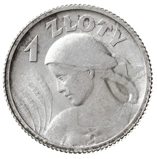 1 złoty 1924, Paryż, Głowa kobiety, Parchimowicz 107a, wyśmienity stan zachowania