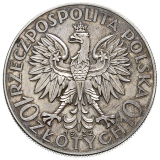 10 złotych 1932, Warszawa, Głowa kobiety, na rew