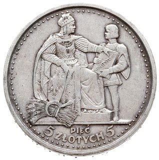 5 złotych 1925, Warszawa, Konstytucja, odmiana 81 perełek, srebro 25.04 g, Parchimowicz 113b, wybito 1.000 sztuk