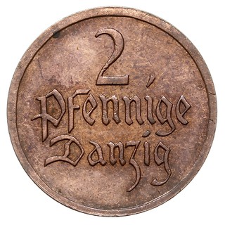 2 fenigi 1923, Berlin, Parchimowicz 54a, moneta wybita stemplem lustrzanym w pięknym stanie zachowania w naturalnym kolorze miedzi