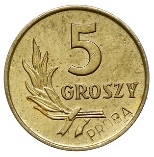 5 groszy 1958, Warszawa, na rewersie wklęsły nap