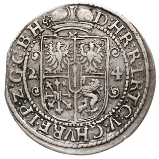 ort 1624, Królewiec, Olding 41 wariant b - ze znakami menniczymi na końcu napisu na awersie i na rewersie, Bahr 1452, ślady ciemnej patyny