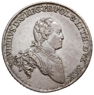 talar 1766, Drezno, Aw: Popiersie i napis, Rw: Tarcza herbowa i napis, srebro 27.85 g, Schnee 1055, Dav. 2678, patyna
