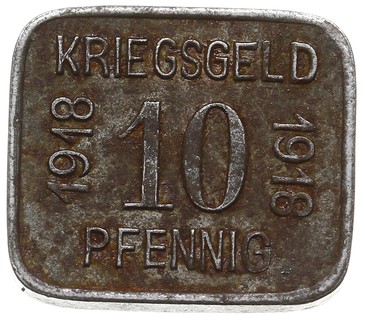 zestaw pieniędzy zastępczych: 1) Bydgoszcz, 10 fenigów 1919, cynk, Menzel 2110.1