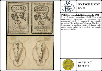 2 x 5 groszy miedziane 13.08.1794, dwa egzemplar
